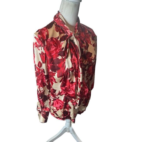 Brooks Brothers 100% Silk Floral Blouse Tie Artsy Romantic Cottage Core Sz 8 - Picture 3 of 6